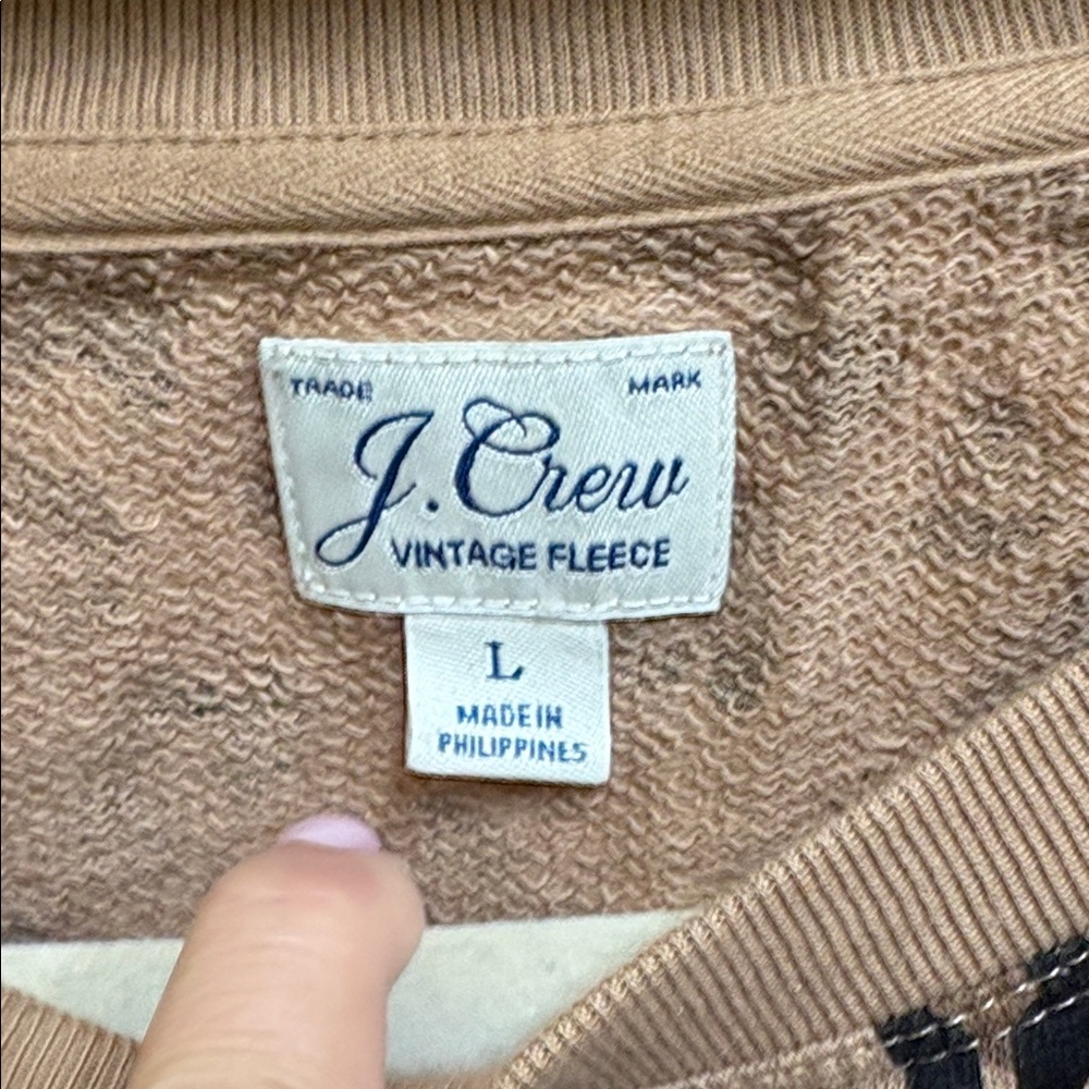 J Crew Vintage Fleece Leopard Print Cropped Sweatshirt Sz Large‎ - Picture 2 of 5